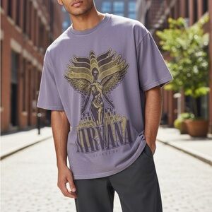 Vintage NIRVANA Lavender Graphic Tee for Men